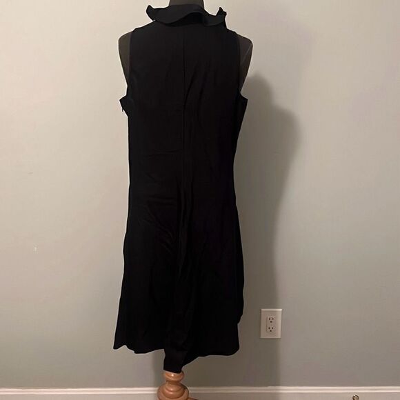 Lauren Ralph Lauren Women's Black Ruffle Pleated Sleeveless Sheath Dress Size 12 - Picture 6 of 9